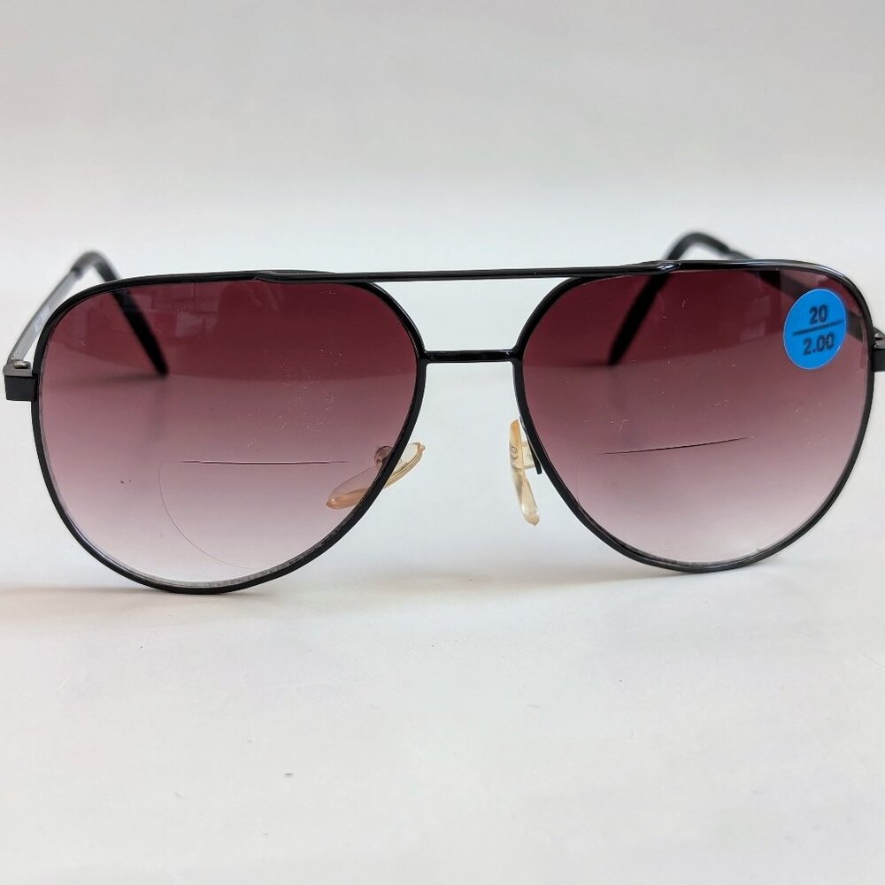 (NWT) Vintage 90's Aviator Metal Bi-Focal Reading Sunglasses (S. Black)